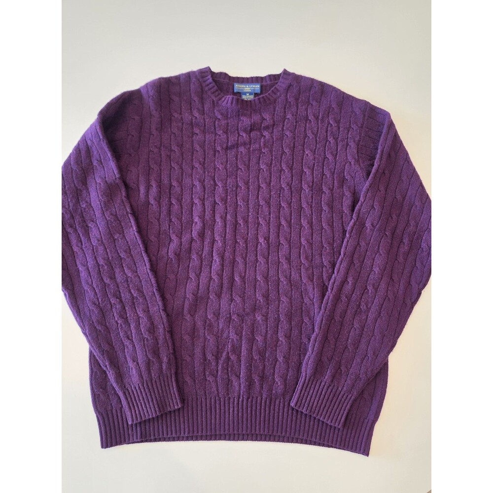 Vintage Joseph & Lyman Cashmere Sweater Purple Crewneck Mens Size Medium 90's